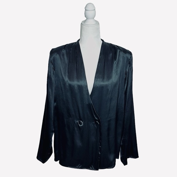 Vintage Victoria's Secret Silk Jacket Size Medium Oversized Blouse Top Black - Picture 2 of 13